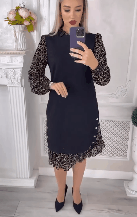 Vestito con Rifiniture Leopard 🐆